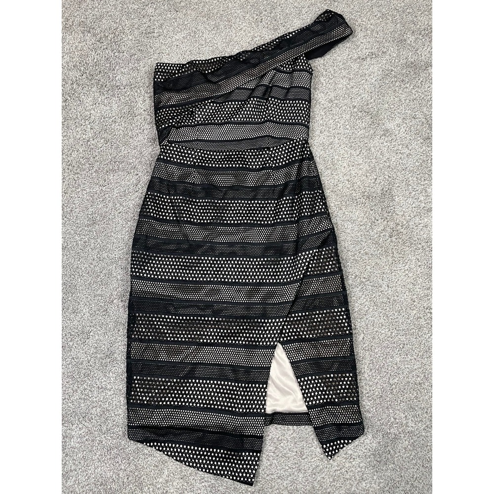 Hutch Dress Womens XS Anthropologie Black Lace Overlay Asymmetrical One Shoulder
